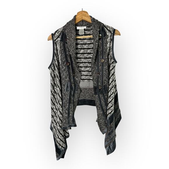 Aneo.a Medium Vintage Velour Velvet Knit Vest Art to Wear Artsy Gothic Flaws - Picture 2 of 8